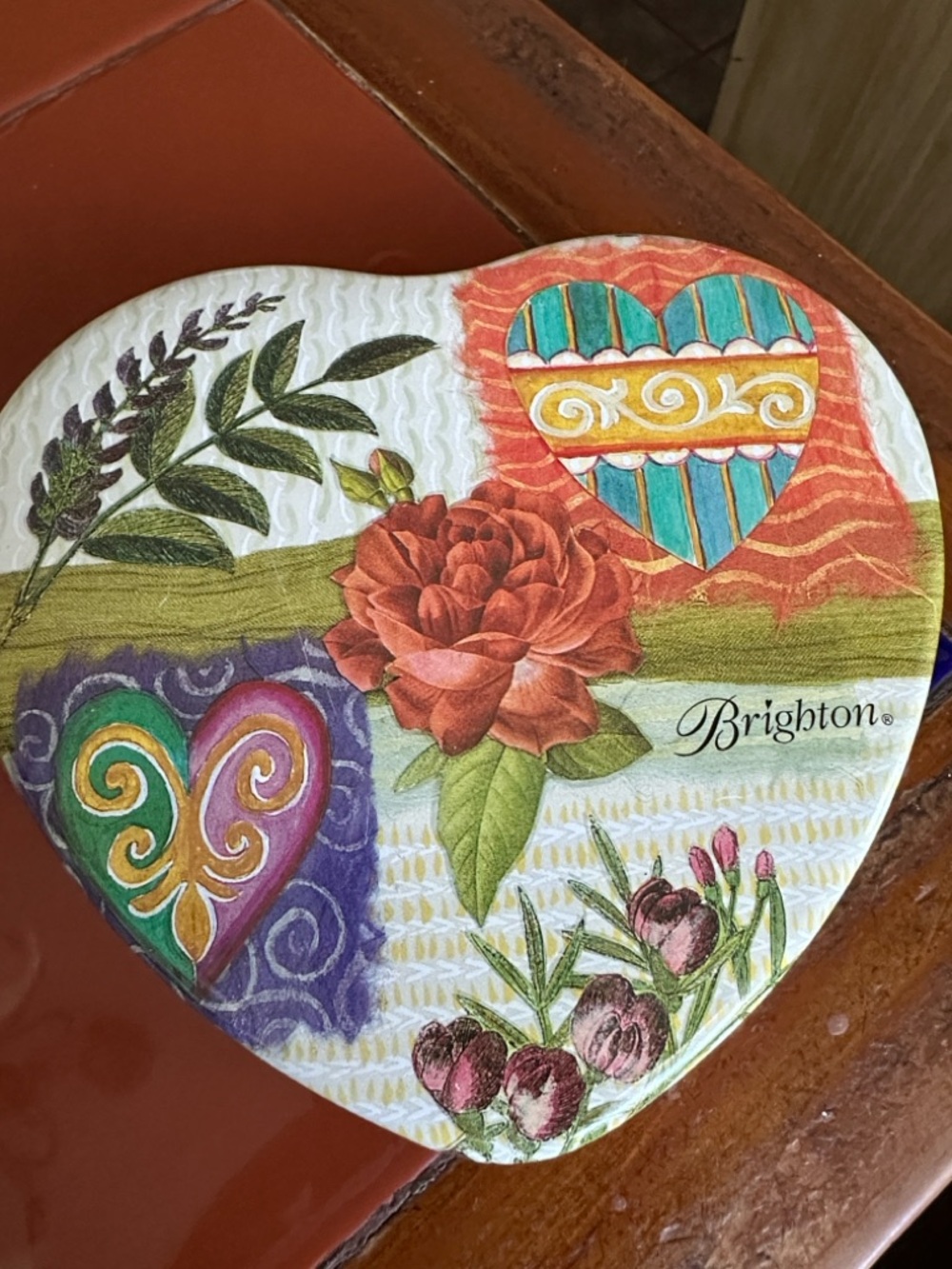 Brighton Heart Trinket Box in Teal, Orange, Purple and Green